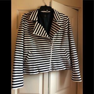 Lane Bryant Stripped Moto Jacket blue/white
